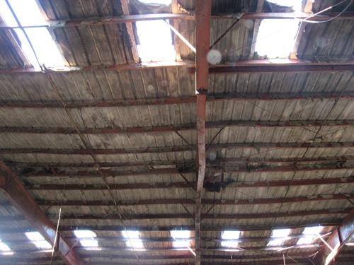 Roof damage interior view