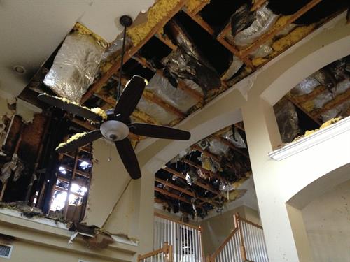 Interior fire damage - ceiling and structural